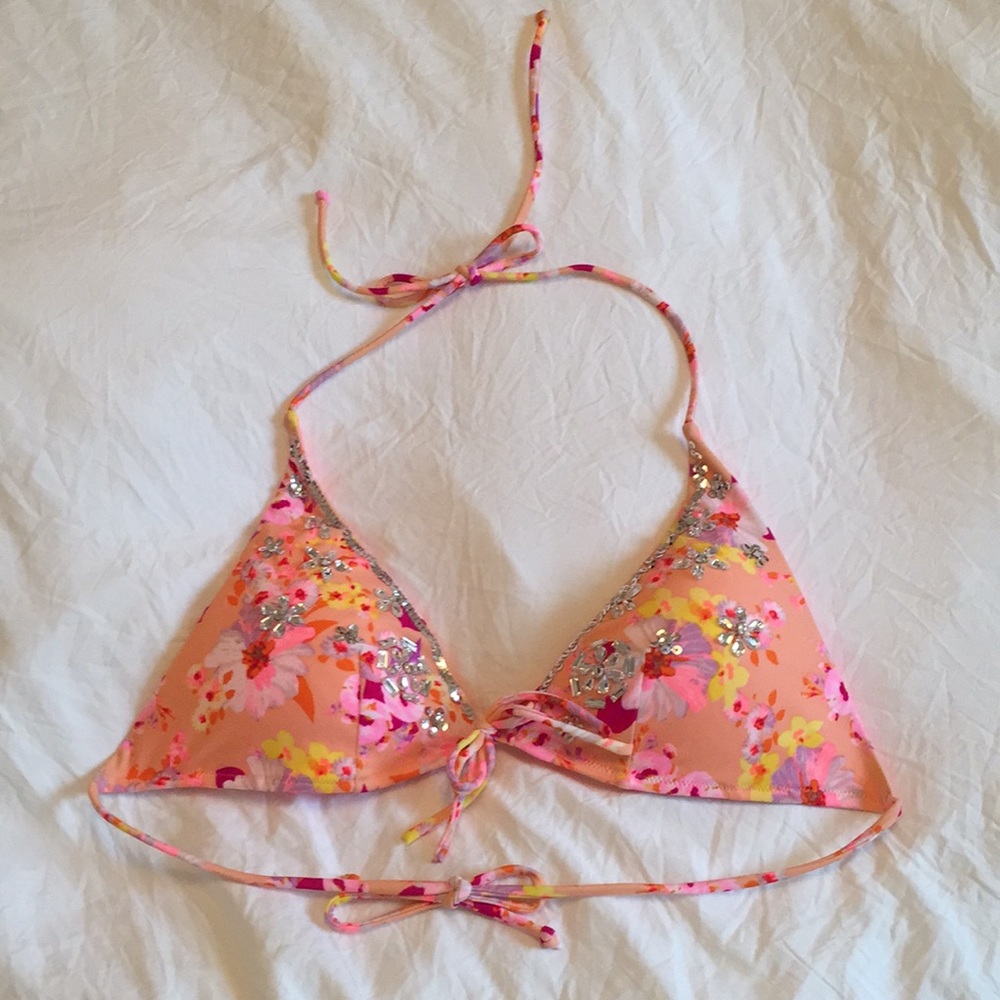 Victoria’s Secret Diamond Sequin Floral Bikini Top